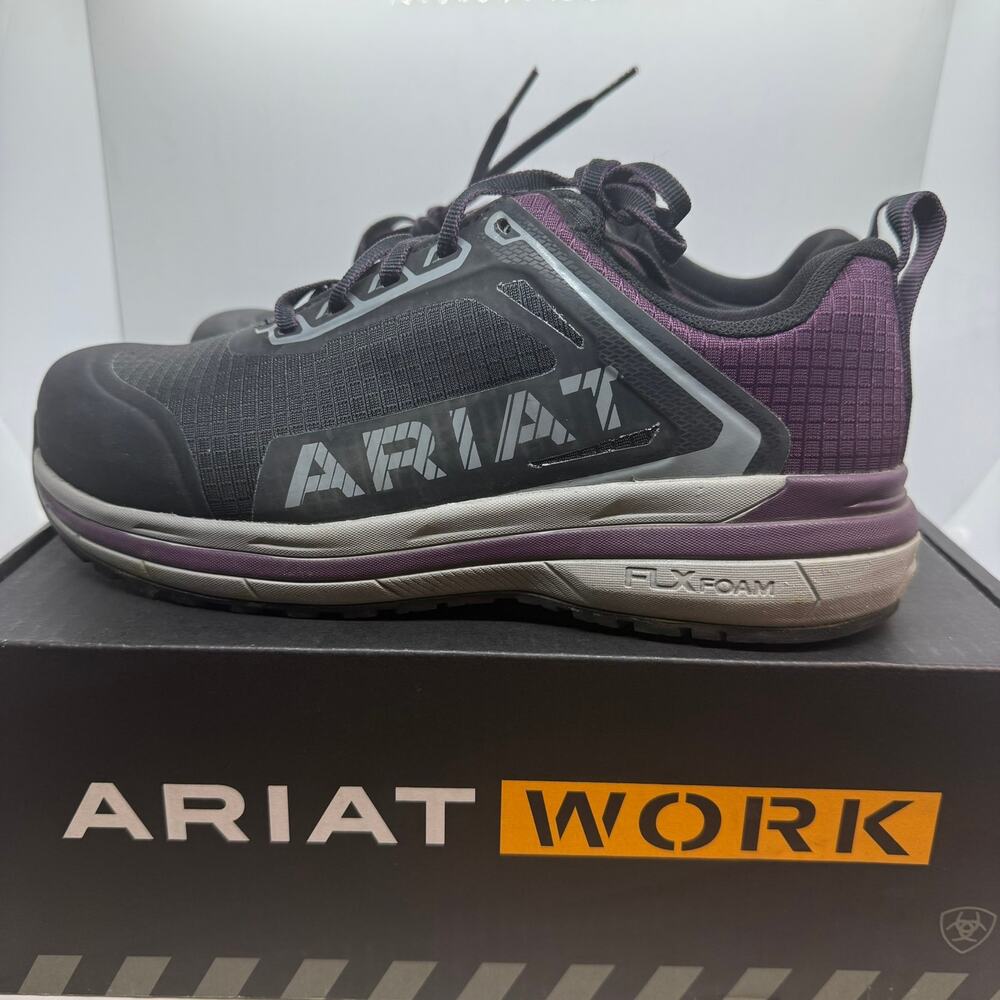 Ariat Outpace Composite Toe Safety Work Shoes Women's US 8C Black Shadow Purple